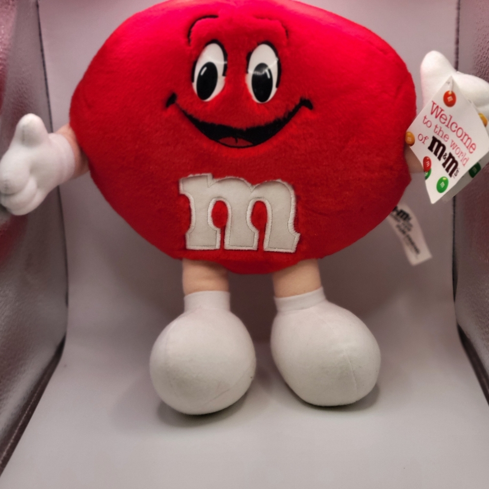Vintage 1994 Red M&M Plush 11" Tall 15" Long Mars Inc Toy Meh Face NWT